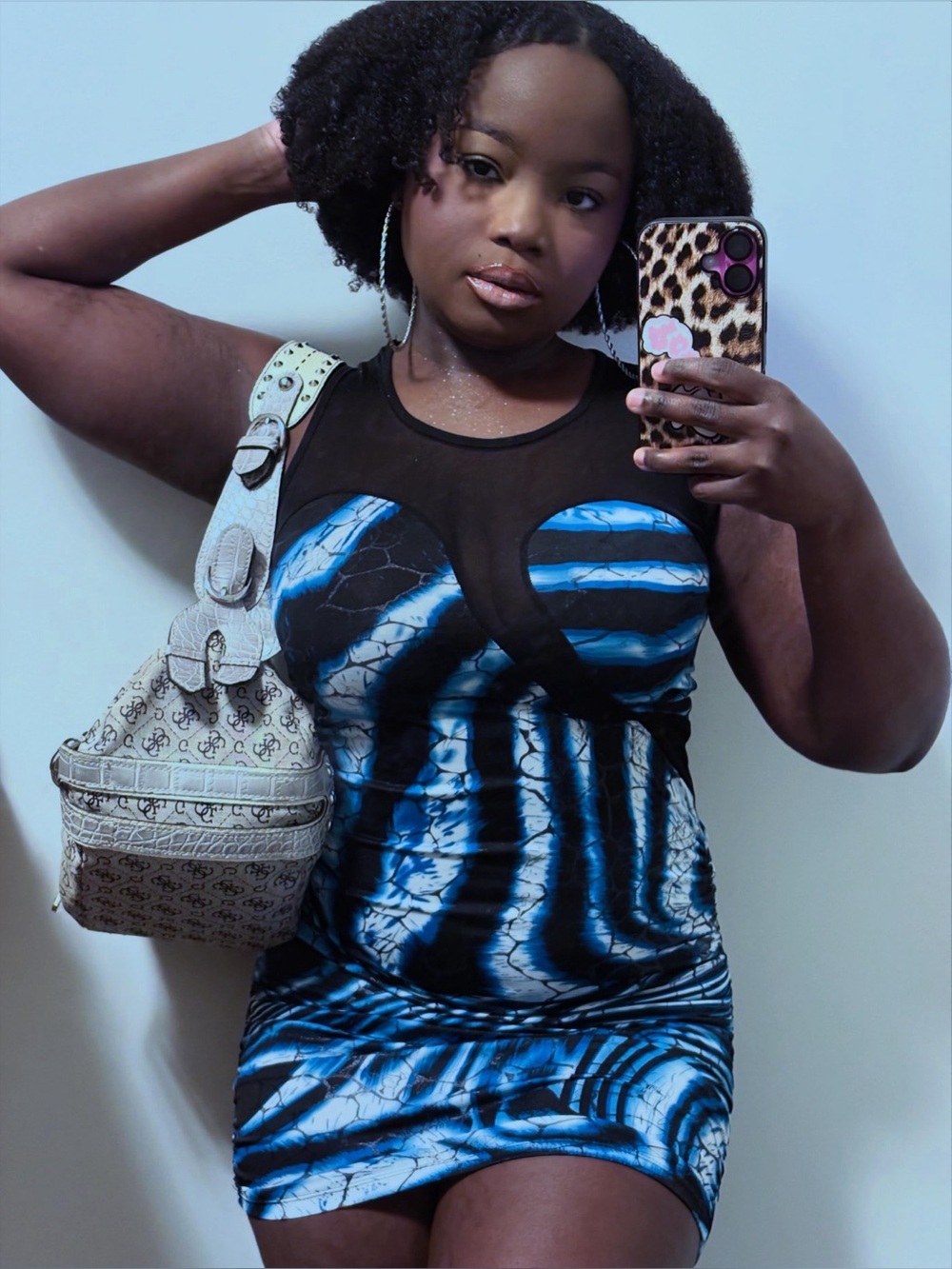 Seductions Black and Blue Abstract Mini Dress